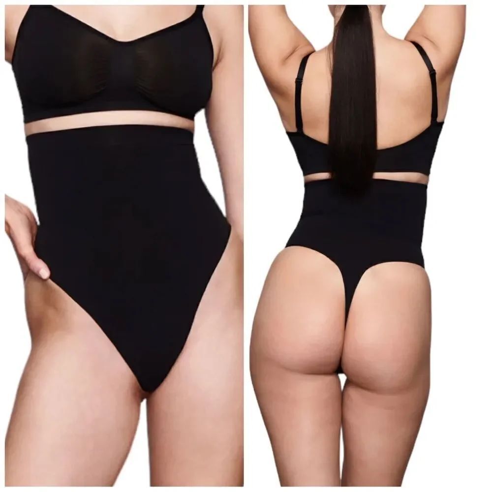 SKIMS High Waist Core Control Sculpt Thick Waistband Shaping Black Thong